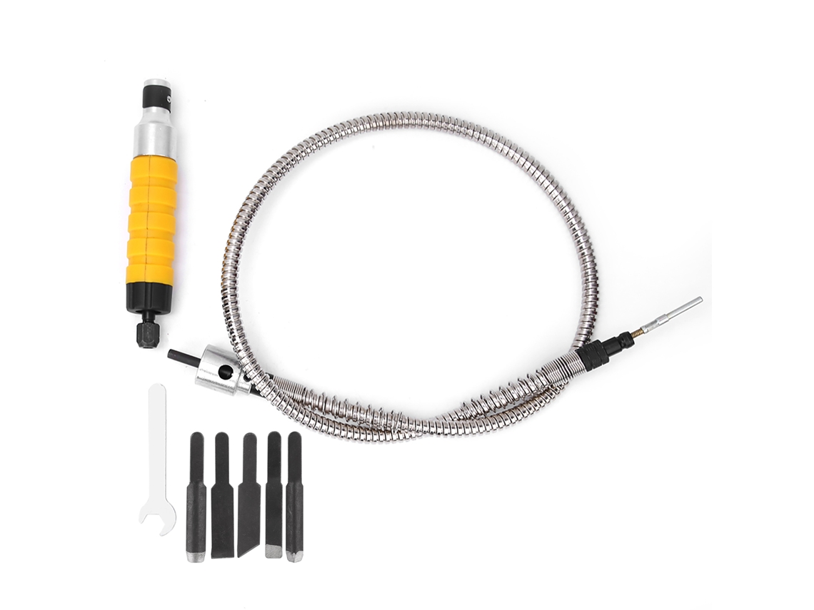 Kit De Ferramenta De Caveira Elétrica Para Madeira Com 5 Pontas Chave E Eixo Flexível