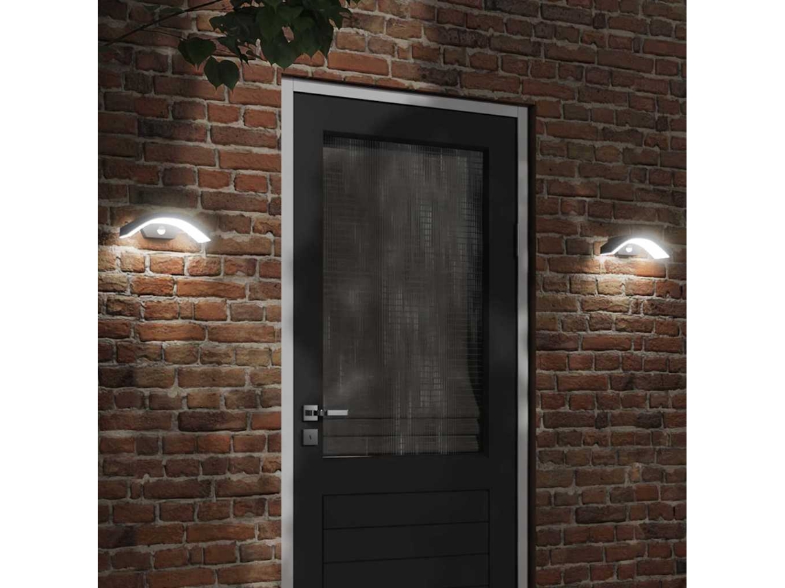 Vidaxl Candeeiro Parede Led Exterior C/ Sensor Alumínio Fundido Preto