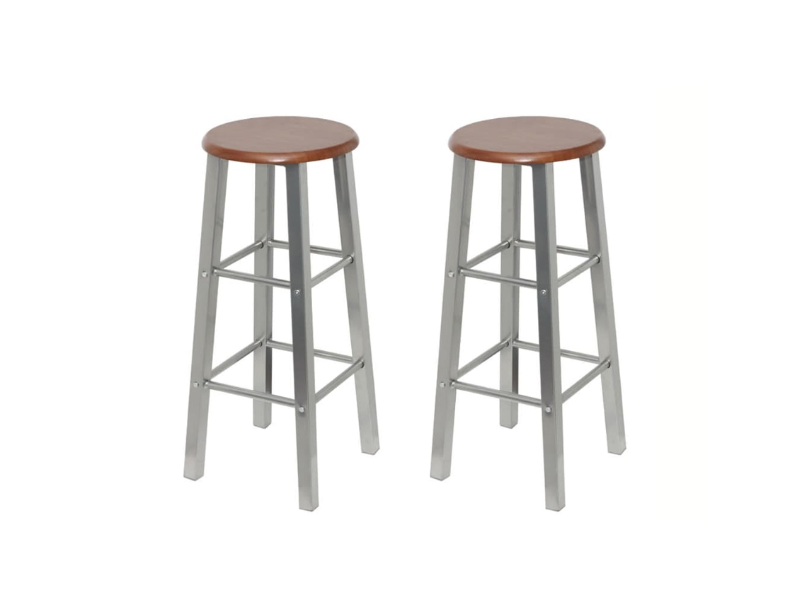 Vidaxl Bancos De Bar 2 Pcs Metal Com Assento Mdf