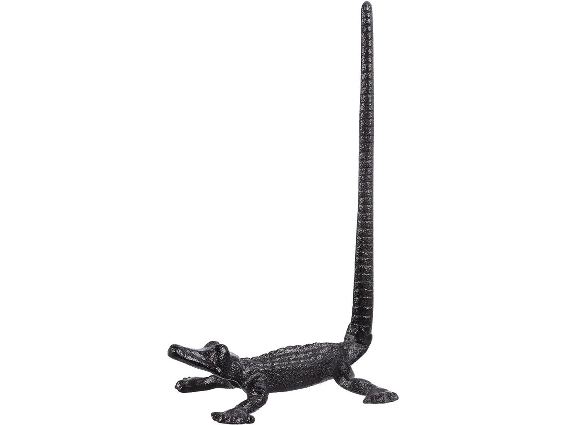 Suporte Para Papel Higiênico Nolitoy Em Ferro Fundido Com Design De Crocodilo Preto, De Chão, Com Dispensador Suave