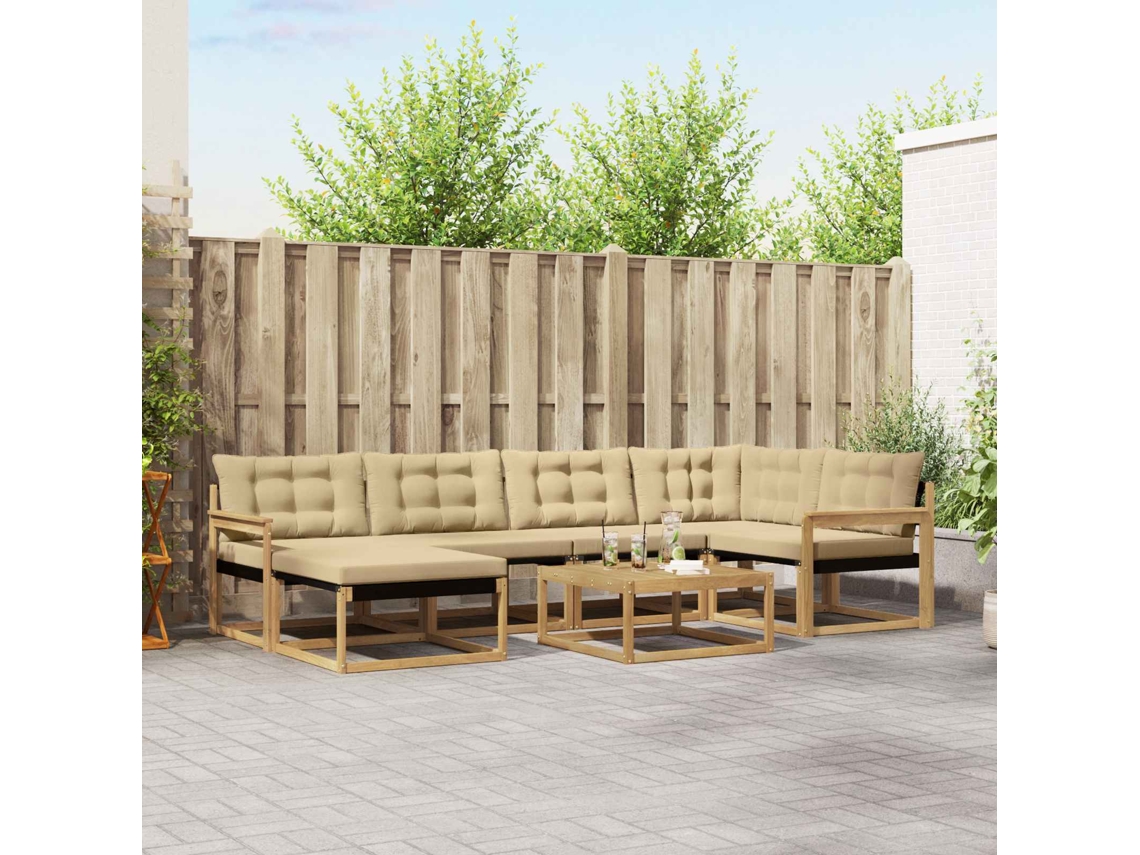 Vidaxl Conjunto De Sofás Para Exterior 7 Unid. Branco E Bege