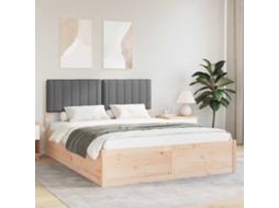 Vidaxl Estrutura De Cama Com Cabeceira Estofada Cinza Escuro