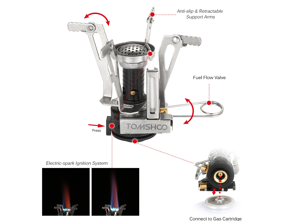 Fogão Portátil para Camping com Canister de Butano/propano