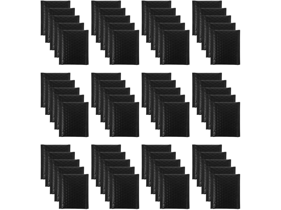 100 unidades de envelopes acolchoados pretos, impermeáveis e autoadesivos para envios de pequeno porte.