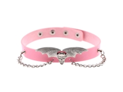 Laxiscreed Colar Western Punk Em Couro Com Correia Rosa Para Mulheres