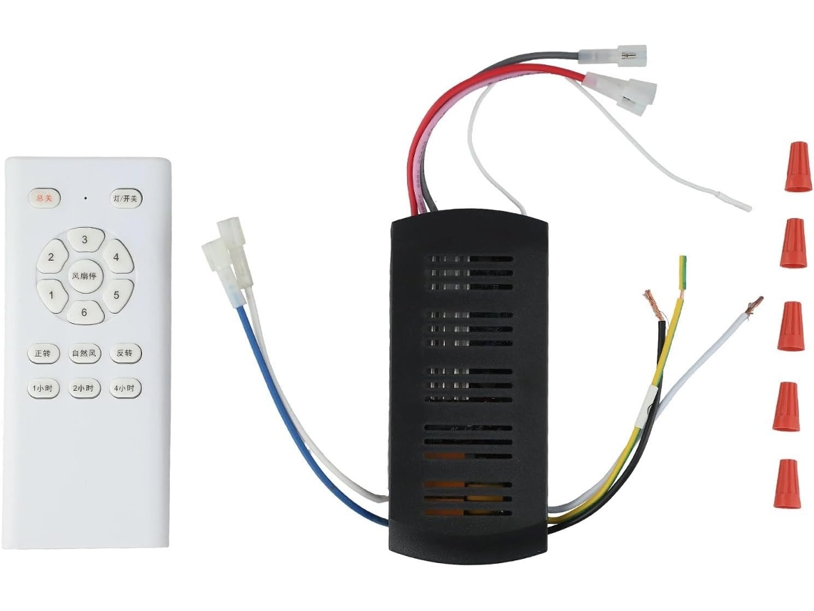 Kit De Ventilador Teto Dc Com Temporizador 1h 4h E 8h Branco Preto (a)