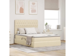 Vidaxl Cama Com Arrumação E Colchão Creme 140 X 200 Cm Tecido