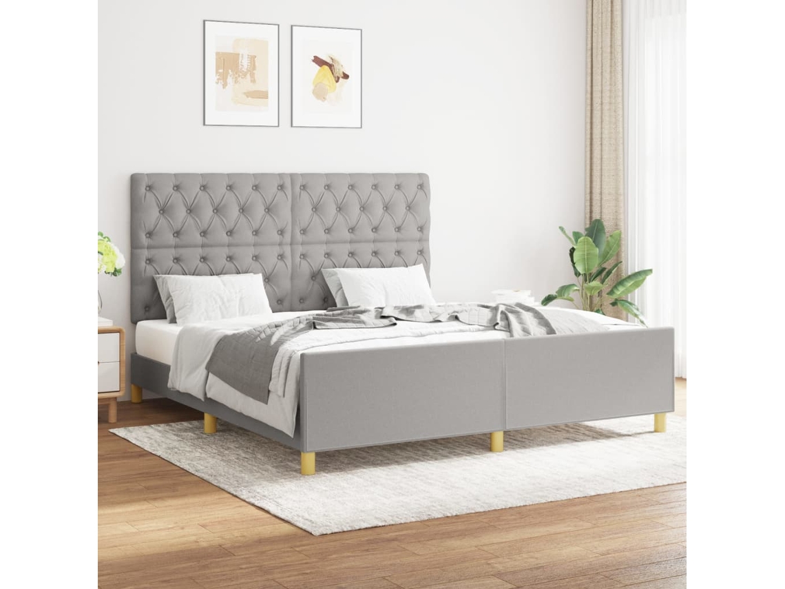Vidaxl Estrutura De Cama Sem Colchão 160x200 Cm Tecido Cinzento-claro
