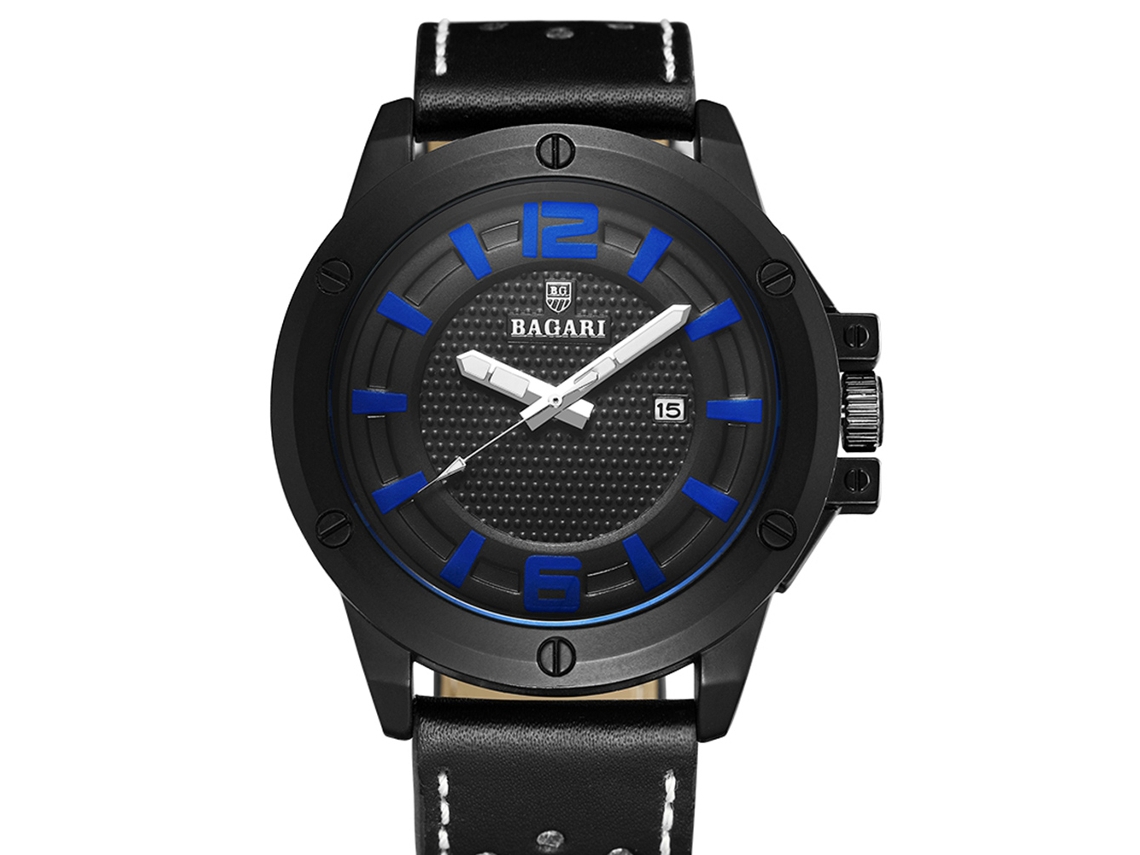 Relógio esportivo masculino Bagari, à prova d'água, em metal com movimento de quartzo, moderno