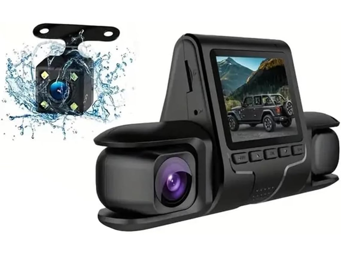 Câmera Dvr para Carro com 3 Lentes e Lente Dupla, em Plástico e SFUSHOS