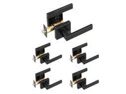 Conjunto De 5 Puxadores De Porta Mate Preto Com Alavanca 45° Tekmaquinas