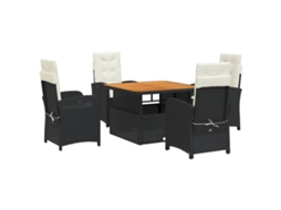 Conjunto de 5 Jantar para Jardim com Almofadões Vime Pe Preto MAISON EXCLUSIVE