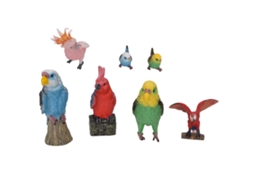 Primerox 7 Peças Conjunto de Figurinas de Pássaros Simulados Macaw Periquito Brinquedo Decoração Pvc