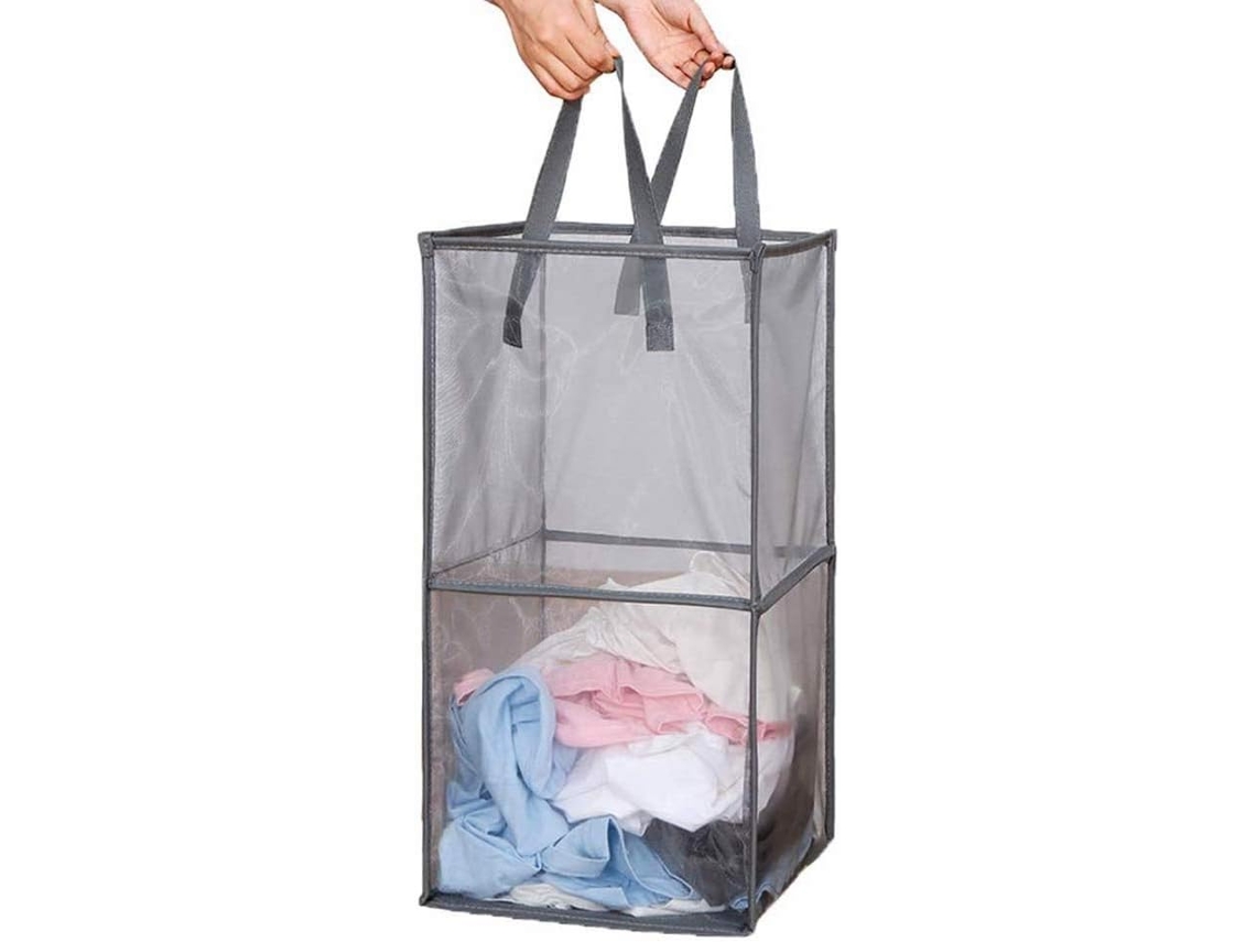 Cesto de Roupa BRILVIBERA, grades, amarelas, saco de armazenamento