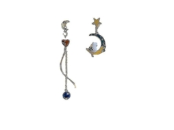 2026 aretes de Estilo Moda em Metal Dourado com Design de Estrela, Lua e Gato