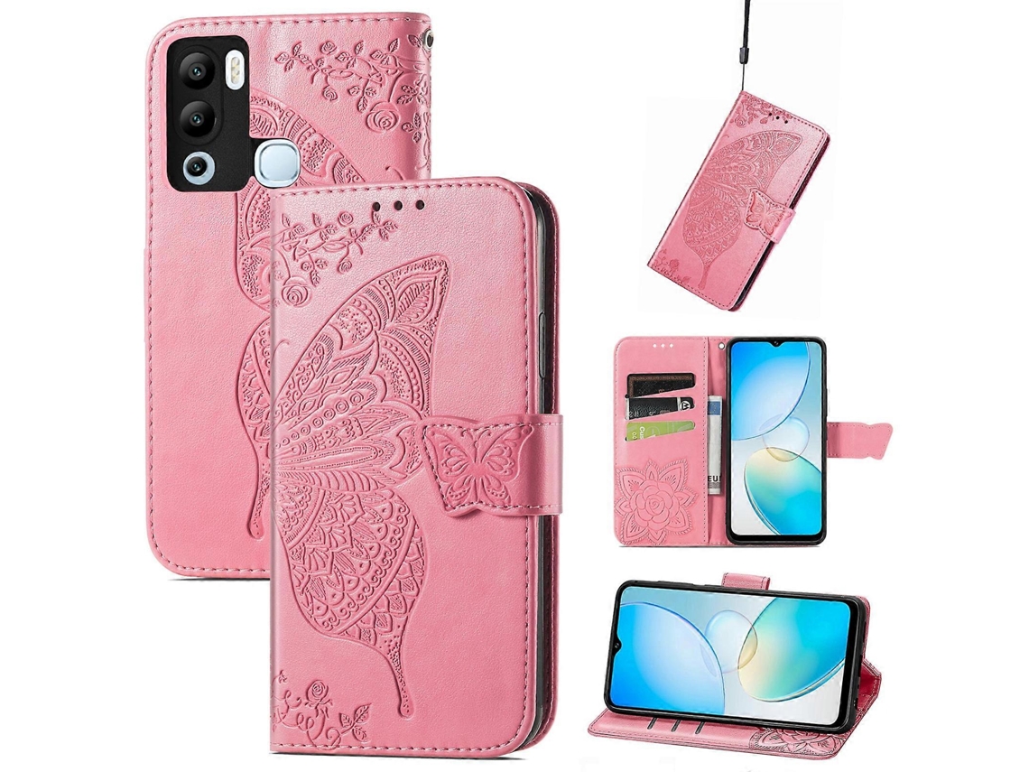 Capa De Celular Em Couro Com Estampa De Borboleta, Amor E Flor Para Infinix Hot 12i