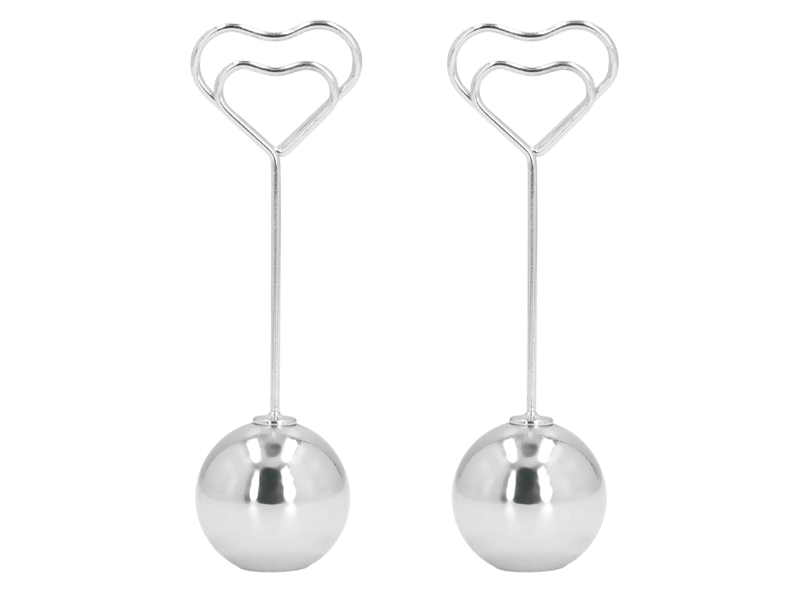 2 Peças de Portanúmeros de Mesa Coração Metal Estável Durável Portatarjetas Notas Fotos Suporte Portanomes Prata