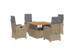 Conjunto de 5 Jantar para Jardim com Almofadões Vime Pe Bege MAISON EXCLUSIVE
