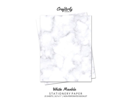 Livro White Marble Stationery Paper Cute Letter Writing Paper For Home, Office, Letterhead Design, 25 Sheets De Crafterly Paperie (inglês)