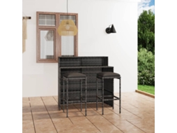 Pcs Conjunto De Bar Para Jardim Com Almofadões Cinzento Dkd Home Decor