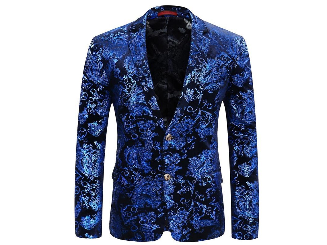 Jaqueta Slim Fit Para Homens100% Poliésterversátil Para Todas As Estações E Ocasiões Especiais Azul