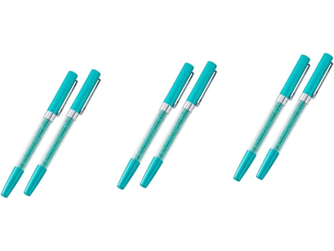 Conjunto De 6 Canetas Executivas Com Corpo Metálico, Turquesa Para