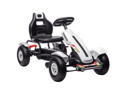 Kart a Pedais para Crianças com Assento Ajustável Pneus de Goma Travão de Mão para Crianças de 5 12 Anos 121x58x61 Cm Branco Ge