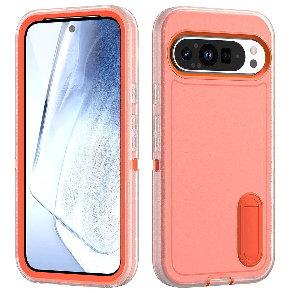 (laranja, Google Pixel 9 Pro) Capa Protetora Reforçada De Dupla Camada, Suporte Invisível À Prova De Choque, Capa Traseira Fosca