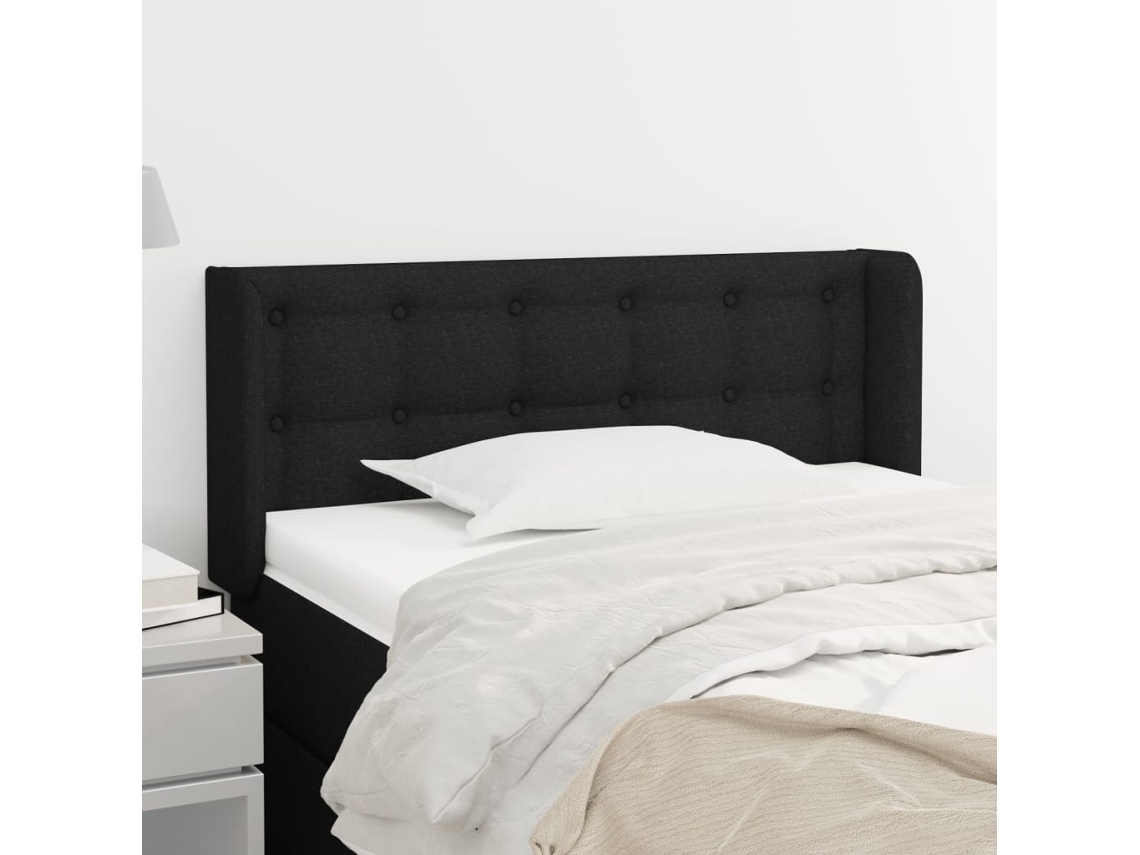 Vidaxl Cabeceira De Cama C/ Abas Tecido 103x16x78/88 Cm Preto