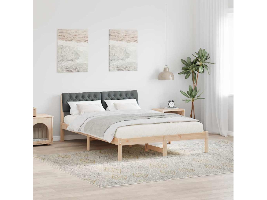Vidaxl Estrutura Da Cama Castanho E Cinzento-escuro 135 X 190 Cm
