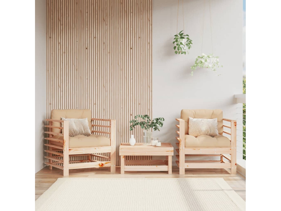 Vidaxl Cadeiras De Jardim 2 Pcs Madeira De Pinho Maciça
