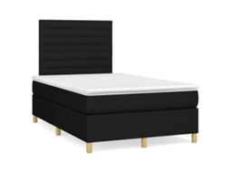 Vidaxl Cama Box Spring C/ Colchão e Led 120x190 Cm Tecido Preto