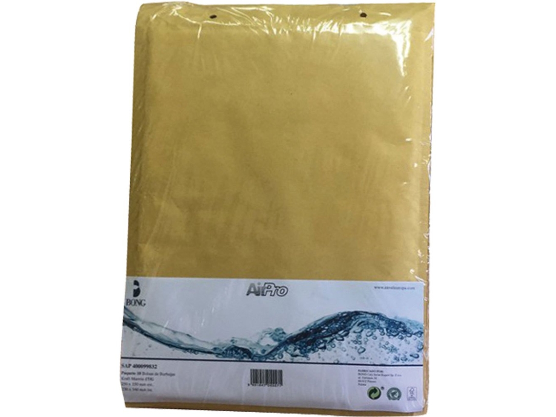 Sacos de Bolhas Acolchoados Tamanho de Fechamento Adesivo Kraft Pacote 180 X 265 10 Unidades Transparentebong