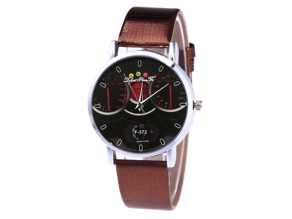 Relógio de quartzo com pulseira de couro, estilo casual para mulheres/homens/estudantes, casais, cor café.