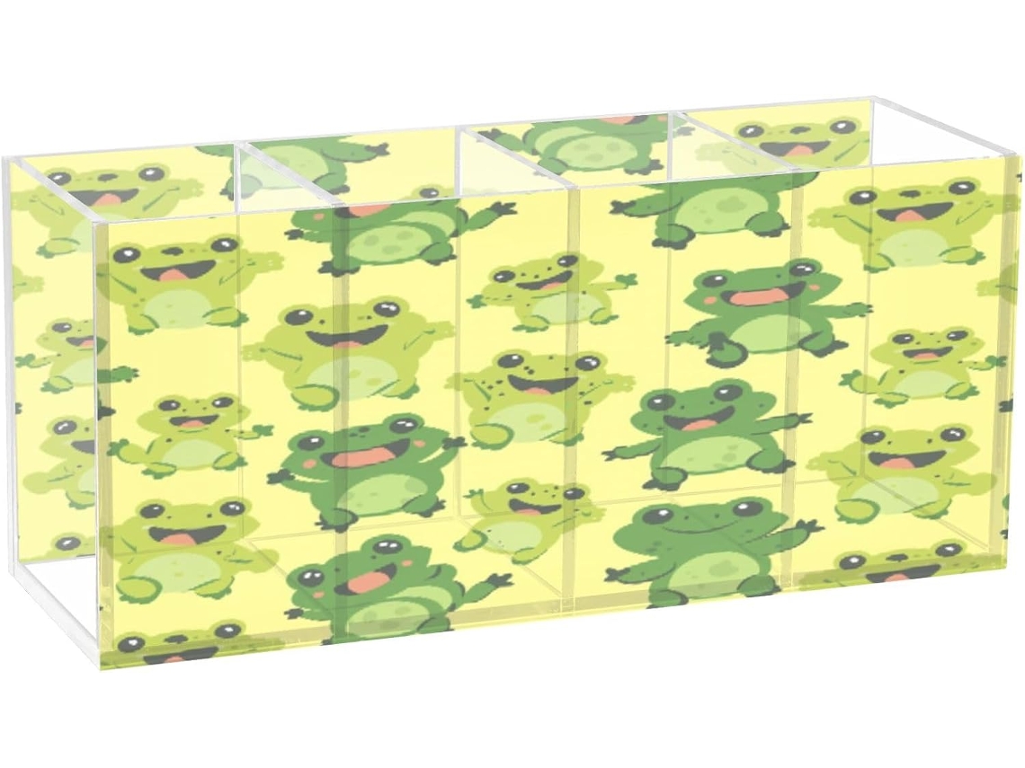 Porta-lápis De Acrílico Com 4 Compartimentos, Design De Sapo