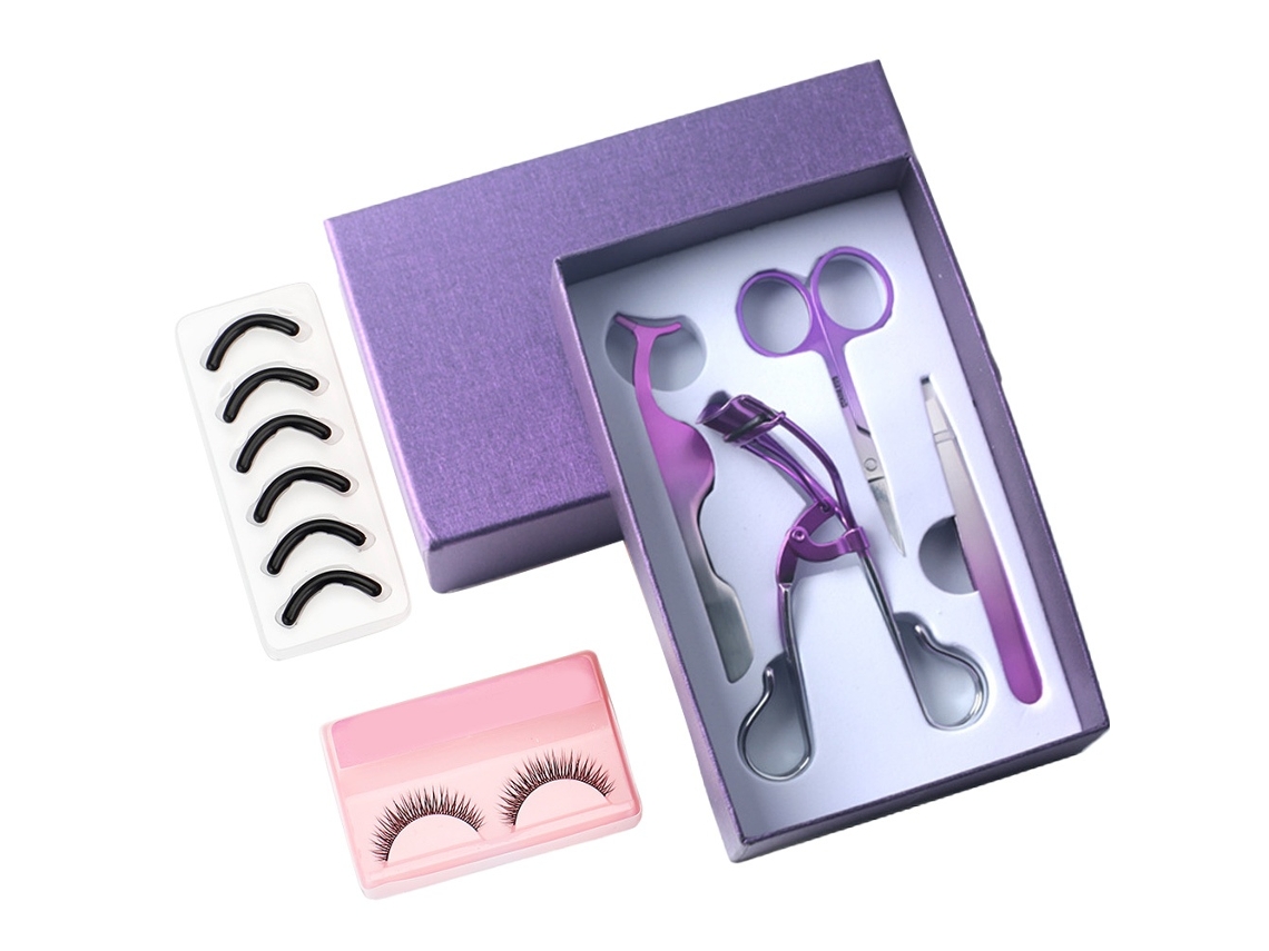 Curvador De Cílios Elysve Kit De Modelador De Sobrancelhas E Cílios Caixa Roxa Gradiente