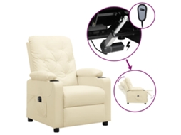 Vidaxl Poltrona Reclinável Elétrica Couro Artificial Cor Creme