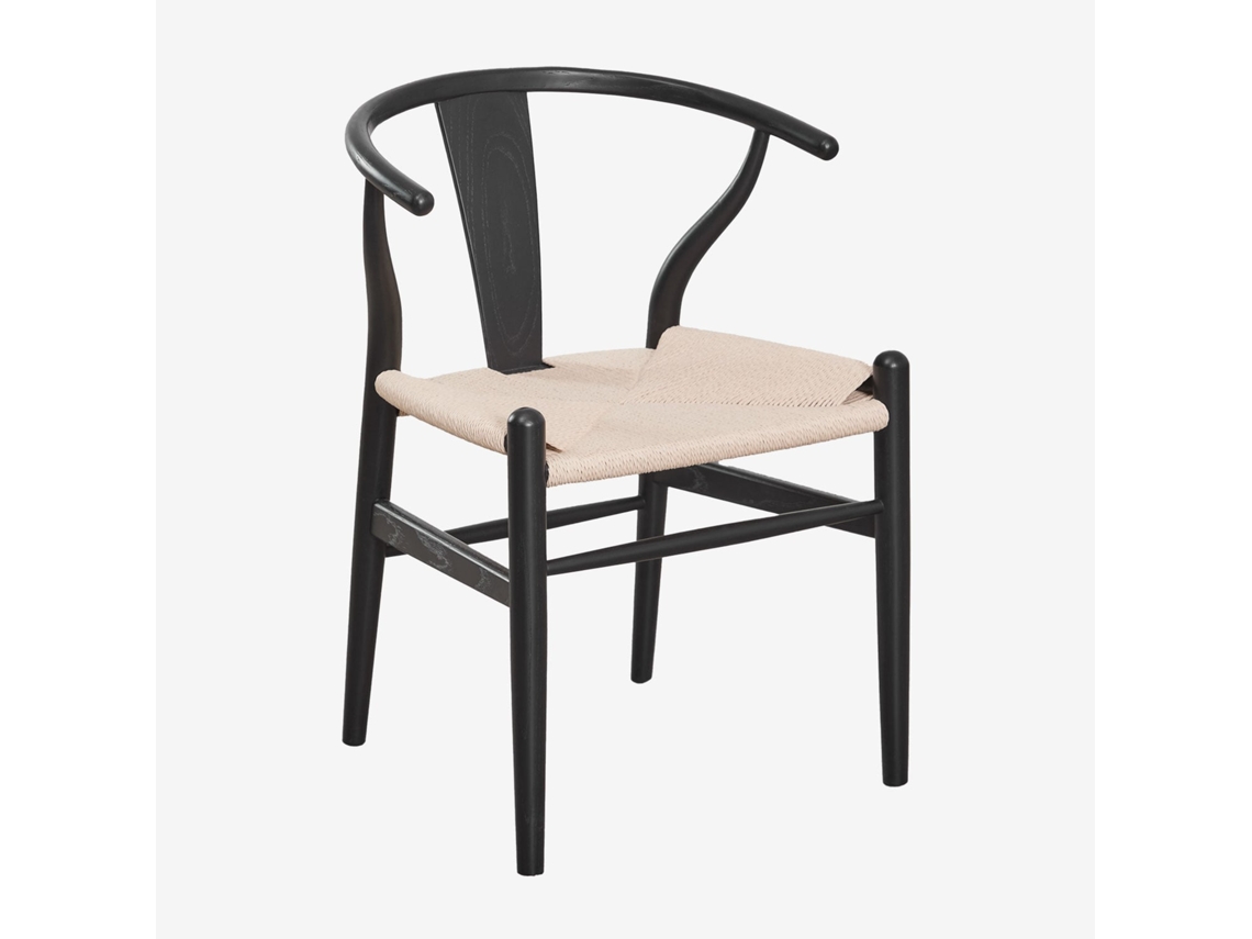 Sklum Pack De 4 Cadeiras De Jantar Em Madeira De Olmo Uish Edition Vime         Preto Claro