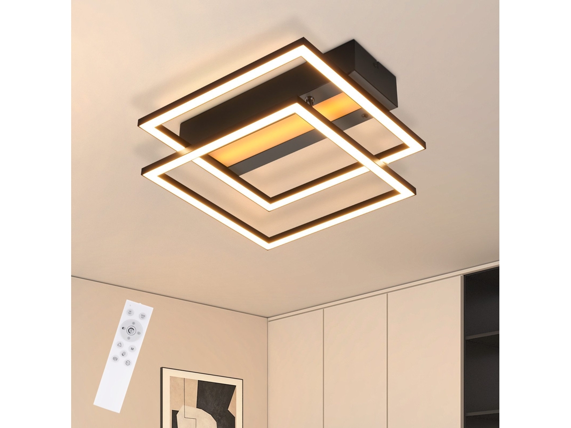 Luminária De Teto Led Nettlife Para Sala De Estar, 2 Molduras, Preta, Moderna, Regulável, Quadrada, Para Corredor