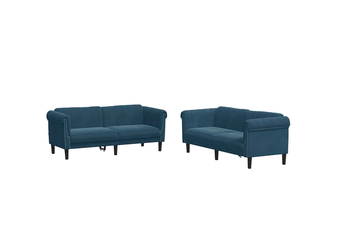 Sofa Set, Sofa Sets Vidaxl Azul Veludo (n/a)