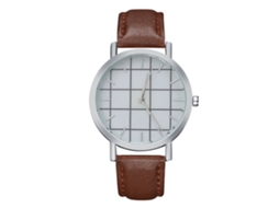 Relógio de pulso Zhoulianfa marrom, unissex, casual, simples, de quartzo, com pulseira de couro sintético.