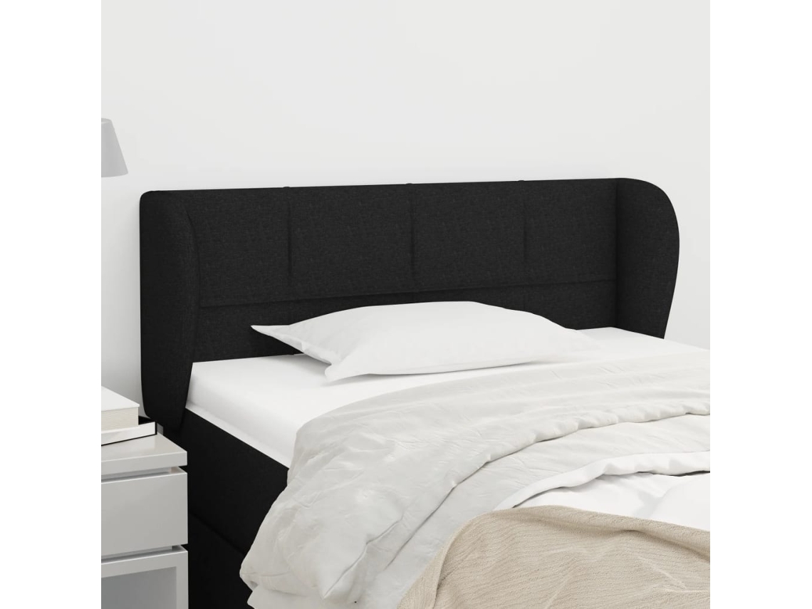 Vidaxl Cabeceira De Cama C/ Abas Tecido 93x23x78/88 Cm Preto