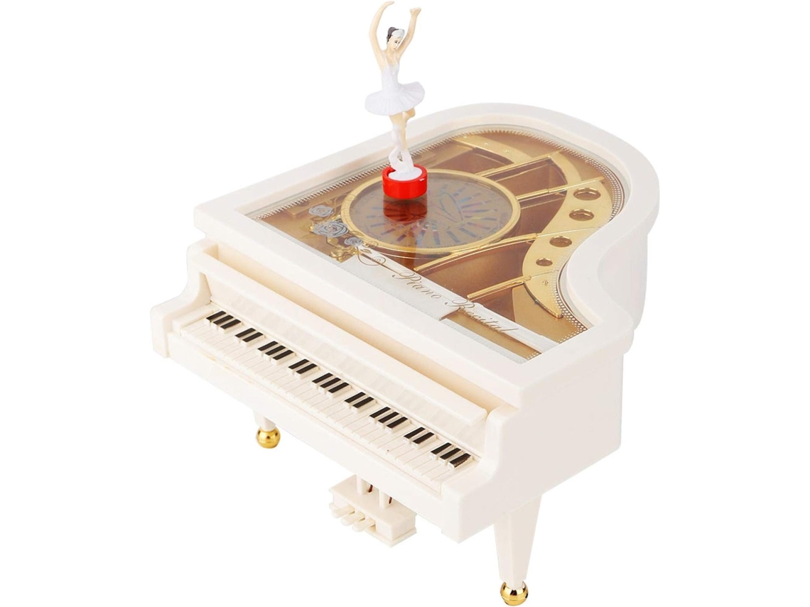 Caixa de música em formato de piano, giratória com mecanismo de corda e dança de piano AQUAFORGE