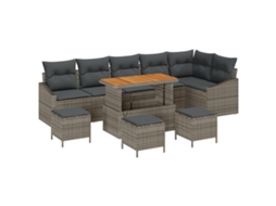 Conjunto 10 Conjunto De Móveis De Jardim Vidaxl Cinzento Vime Pe (288,5 X 123,5 X 85 Cm)