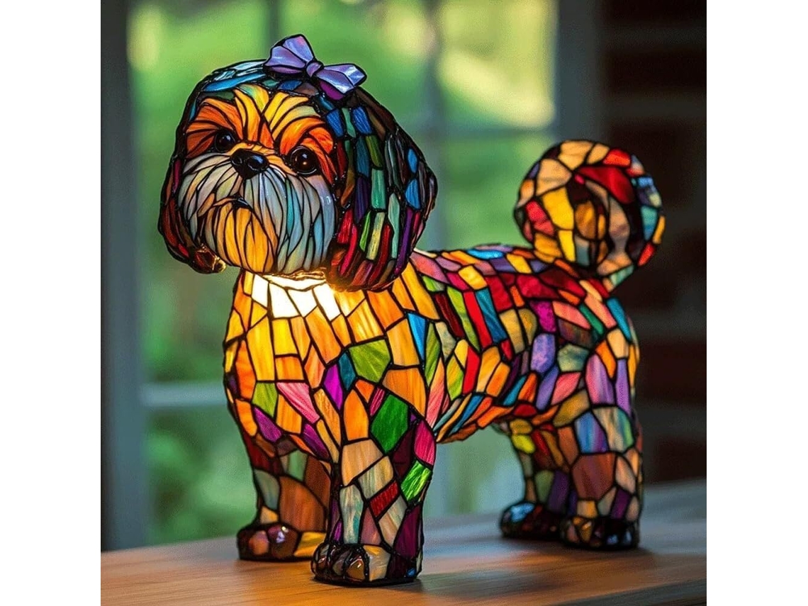 Abajur De Mesa Em Resina Luminária Artística Para Amantes Cães