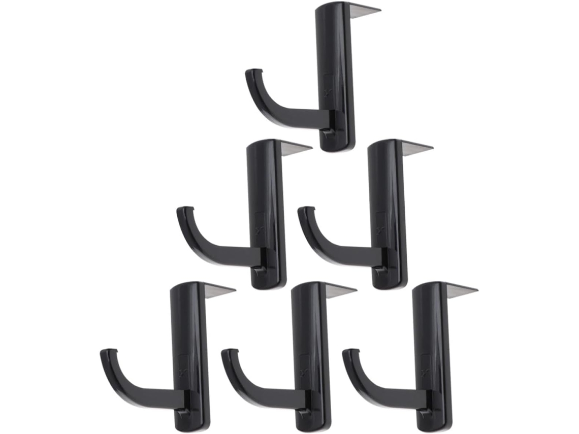 Pacote De 6 Crochets Noirs En Plastique Para Casque Audio, Support De Pratique Et Lisse Pour Bureau Et Salle D