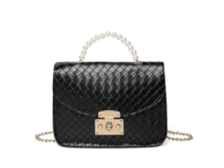 Mini Bolsa Transversal De Couro Sintético, Bolsa Quadrada De Ombro Com Alça De Pérola Sziqiqi