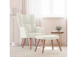 Vidaxl Cadeira De Descanso Com Banco Veludo Branco Nata