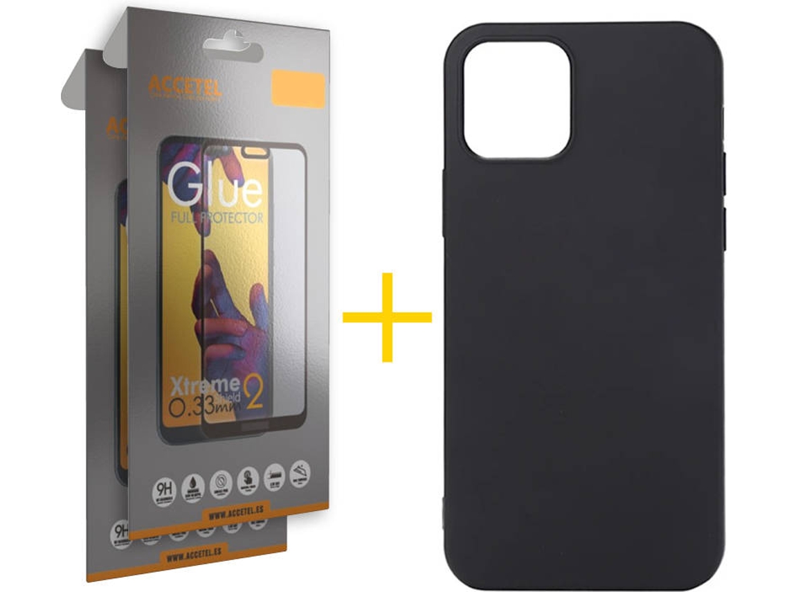 Kit Capa e Película Vidro Full2X  iPhone 11 Accetel Silicone Preto