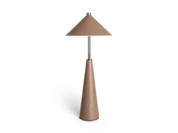 Candeeiro De Mesa Led Portátil Em Couro E Metal Com Bateria Usb Recarregável Tyu Tule Castanho